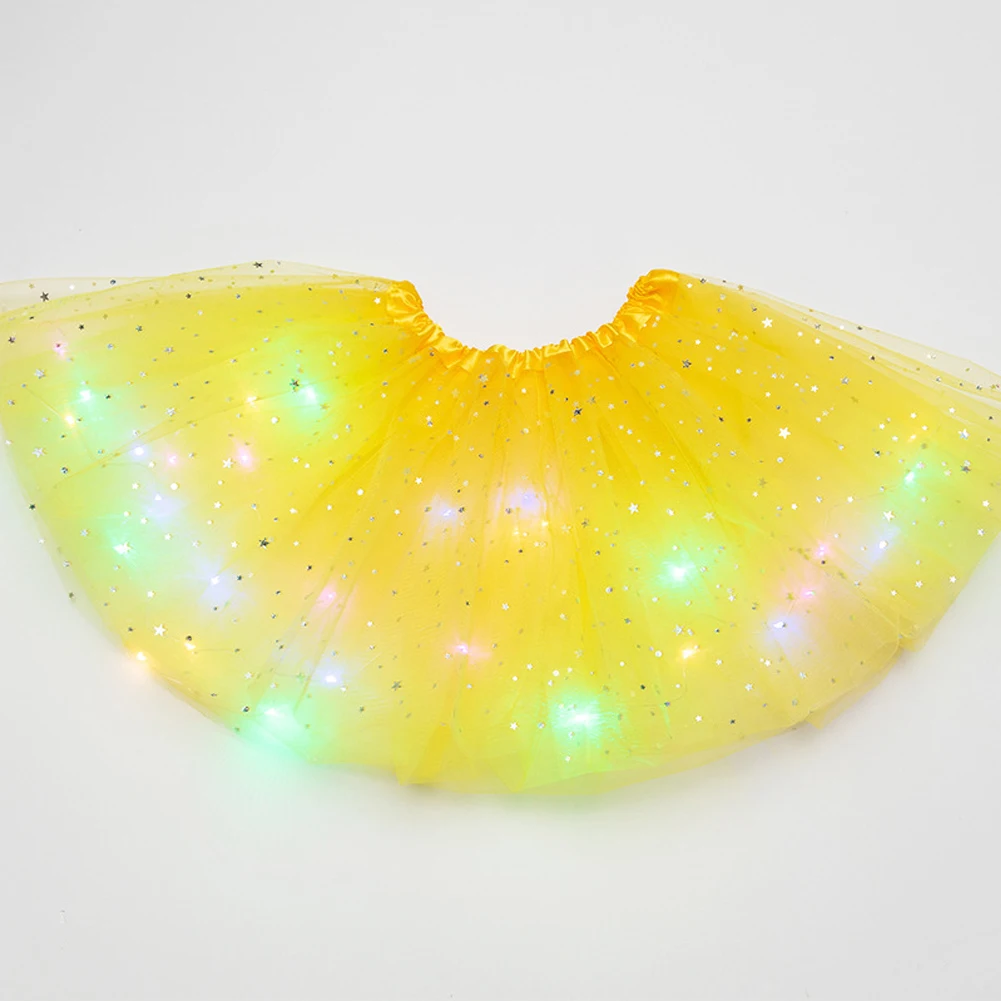 Girls Magic Light Tutu Skirt Princess Tulle Ballet Dancewear Glitter Party Kids Clothes Pettiskirt Fashion Stars Sequin Fluffy |
