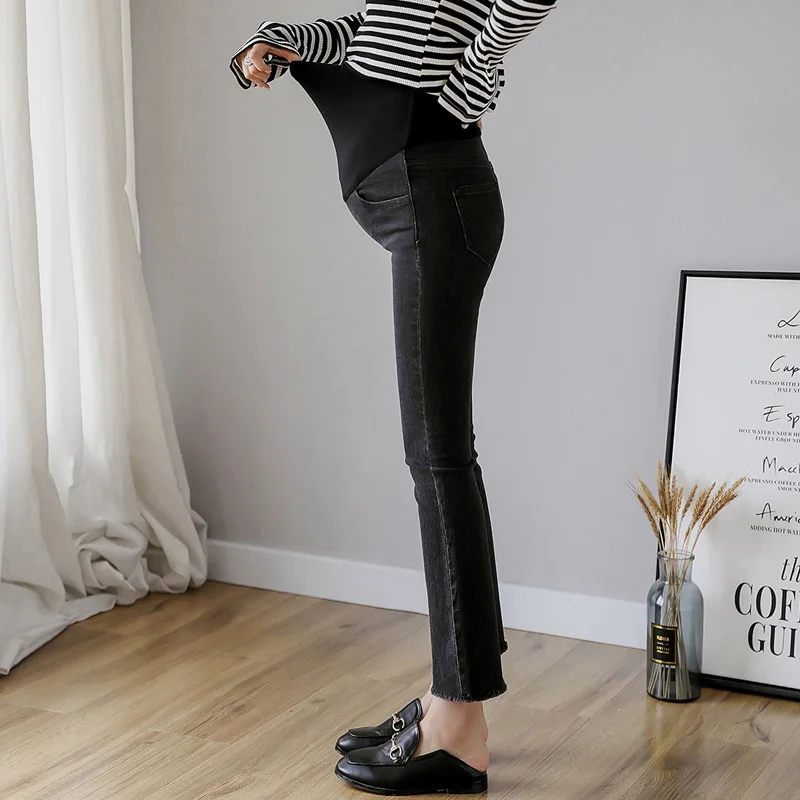 Заводская цена осень 2022 расклешенные брюки для беременных с заусенцами джинсы