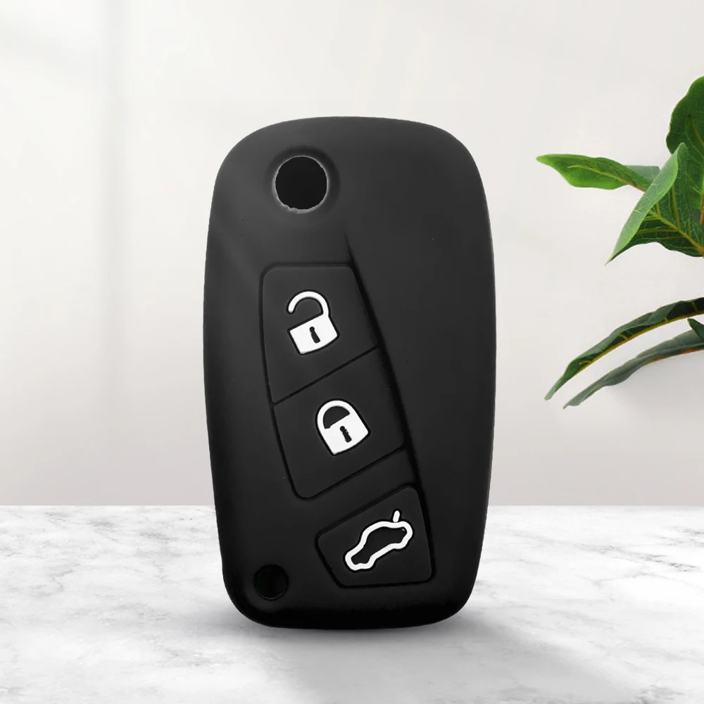 

Брелок KEYYOU для FIAT Panda Stilo Punto Ducato Doblo микроавтобус Grande Bravo 500, брелок для ключей из силиконовой резины, чехол для автомобильного ключа с 3 кнопками