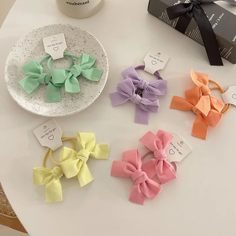 

Oaoleer 2Pcs Bowknot Elastic Hair Bands Scrunchies Lovely Candy Color Acrylic Bow Hair Tie For Baby Girls Cute Hair Accessories