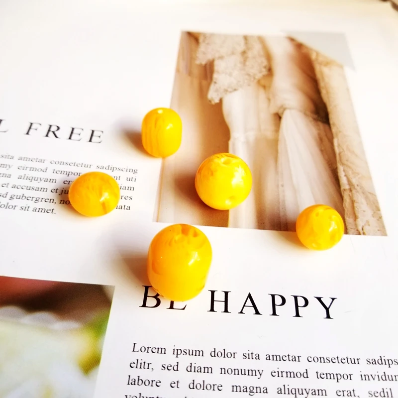 Японские и южнокорейские желтые бусины текстурные круглые овальные плоские