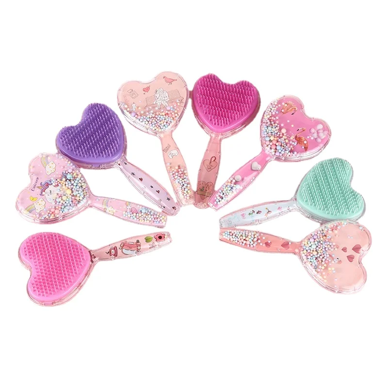 

2022 Hairdressing Comb Transparent Straighten Hair Massage Comb Cute Child Portable Heart-shaped Safety Airbag Comb