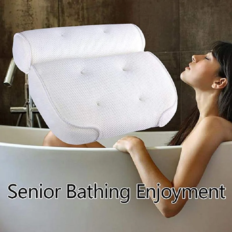 

Breathable Mesh Spa Bath Pillow Suction Cups Thickened Neck Back Support Spa Pillow Tub Bathroom Nap Accersories