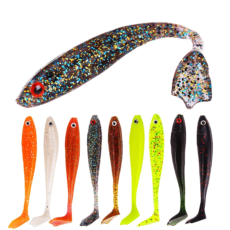 

1PCS Flash T-tail soft lure bait 5g/8.4cm silicone lure bait outdoor fishing simulation fake bait rock-tailed fish bait