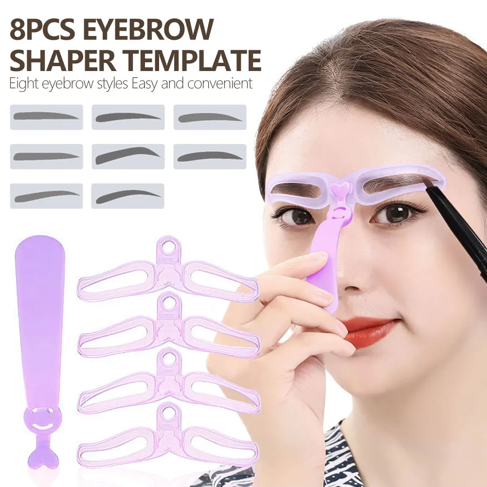 

Reusable 8 in1 Eyebrow Shaping Template Helper Eyebrow Stencils Kit Grooming Card Eyebrow Defining Makeup Tools