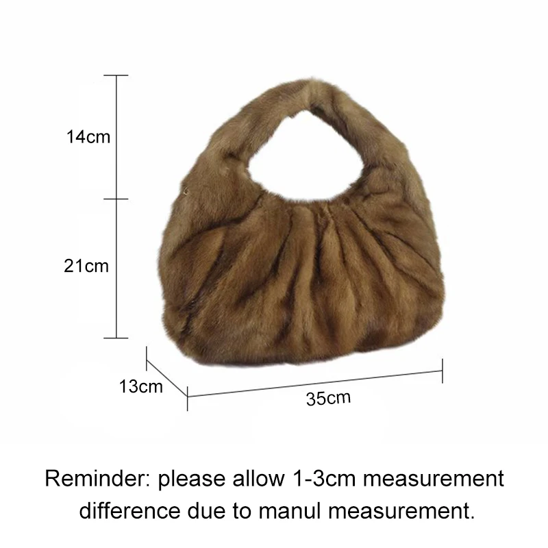 

2021 New Women's Real Mink Fur Handbag Plush Bag Full Pelt Mink Fur Winter Fashion Bag Warm Shoulder Bag S7978