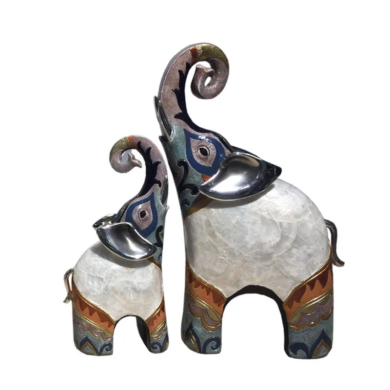 

Nordic Colorful Shell Elephant Artware Animal Sculpture Home Decoration Accessories Modern Art Resin Statue Room Decor Ornament