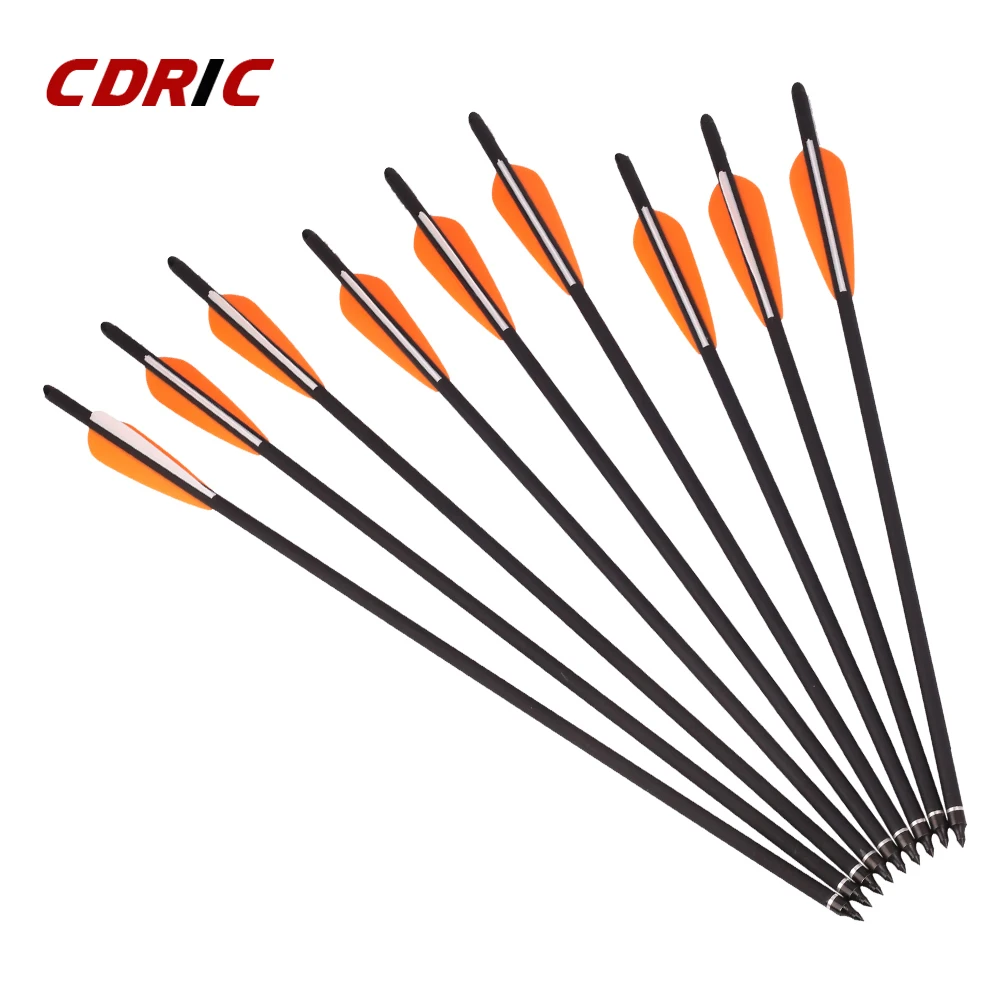 

6/12/24Pcs Mix Carbon Crossbow Arrow OD 8.8mm Length 17/20/22 Inche With Orange White Arrow Feather For Archery Hunting Shooting