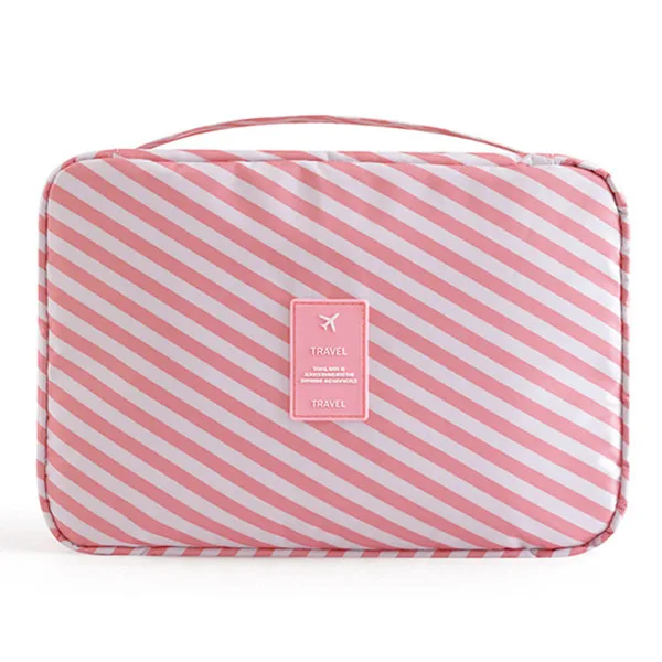 L-Pink Strips Многофункциональная сумка для мытья на крючке, женские косметички для путешествий, Несессер для макияжа, косметичка - Цвет: L-Pink Strips