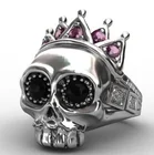 Мужское кольцо с короной и черепом, в готическом стиле