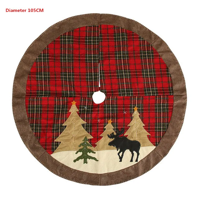 Tree skirt Рождественская скатерть ткань в клеточку лося маленькая елка стол изоляционный коврик новогодние праздничные украшения Рождественские подарки - Цвет: Tree skirt