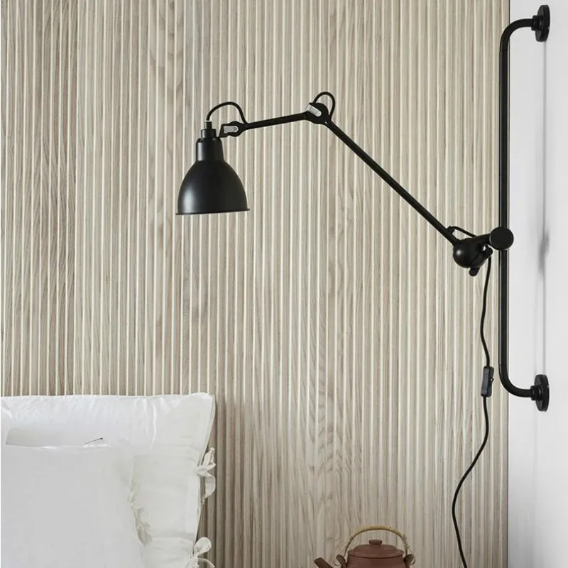 Нордическая Минималистичная железная настенная лампа E27 Длинный складной
