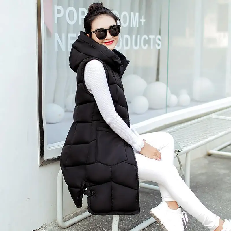 

2021 Autumn Winter Cotton Vest Women Ladies Casual Waistcoat Female Sleeveless Long Vest Jacket Slim Fit Warm Plus Size 4XL Y135