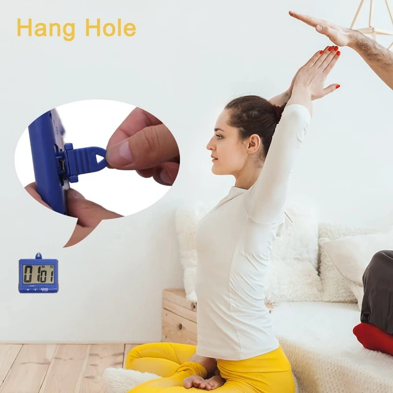 

2 Pieces Digital Magnetic Kitchen Timers with Loud Alarm Ring, Countdown Large Lcd Display Screen Timers-Black, Blue