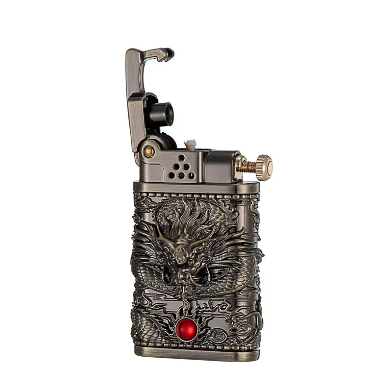 

Dragon Totem Red Orb Armor Brass Kerosene Lighter Creative Gift Lighter Smoking Accessories for Weed Gadgets for Men Good Gift