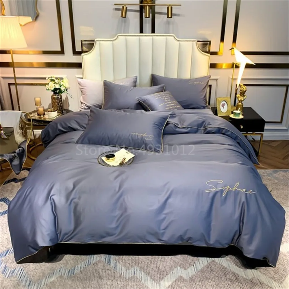 Комплект постельного белья 4 шт. из 100% хлопка однотонный в скандинавском стиле |