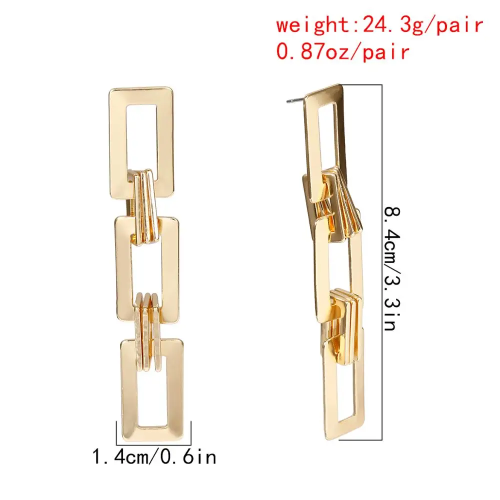 

Vintage Chunky Thick Link U Shape Geometric Drop Earrings for Women Knotted Link Dangle Long Earrings Fashion Ear Jewelry 2020