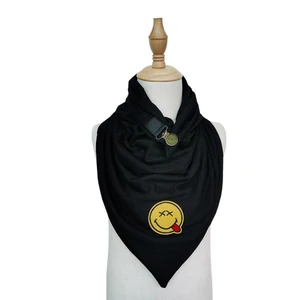 Модный дизайнерский детский Хлопковый вязаный шарф для мальчиков и девочек 3-8 лет, шали с вышивкой смайликов и пуговицами