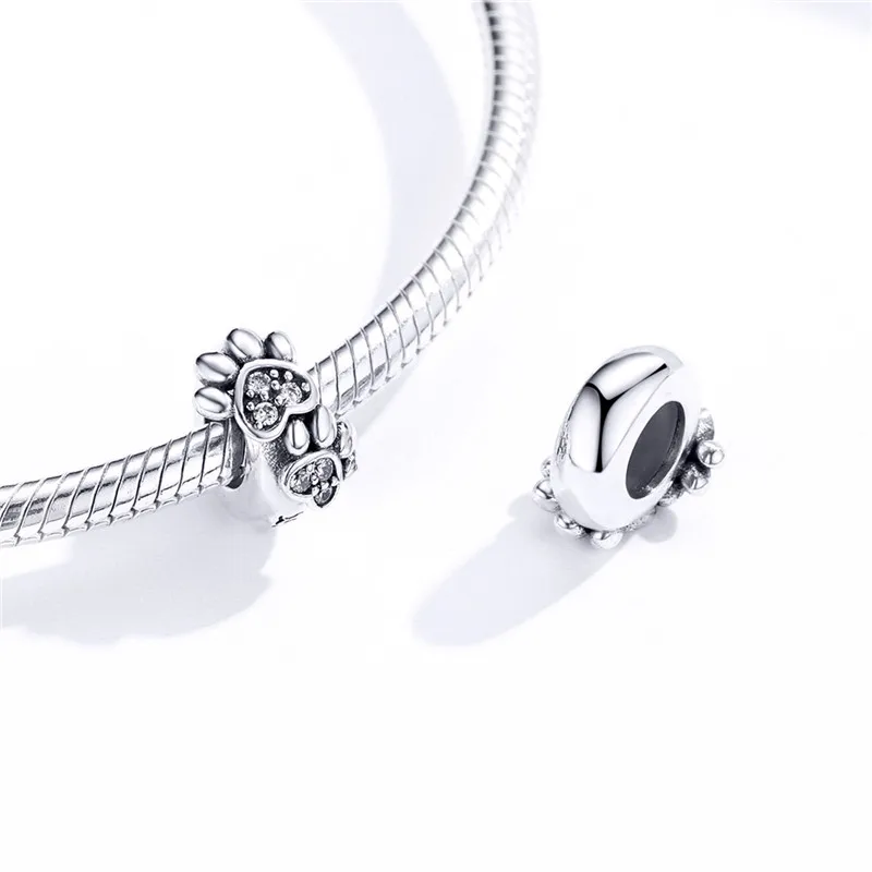 Подходит браслет в европейском стиле оригинальный 925 пробы серебро белый CZ