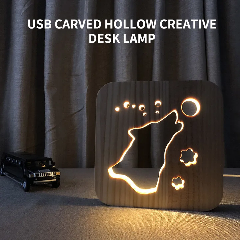 Светодиодный ночник TIOODRE с USB деревянная лампа в виде собачьей лапы волка детская