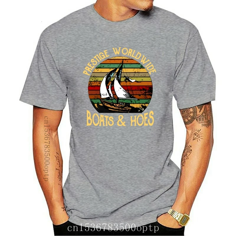 

Винтажная черная Хлопковая мужская футболка G200 с надписью Prestige Worldwide Boats & Hoes, забавная футболка, 2021