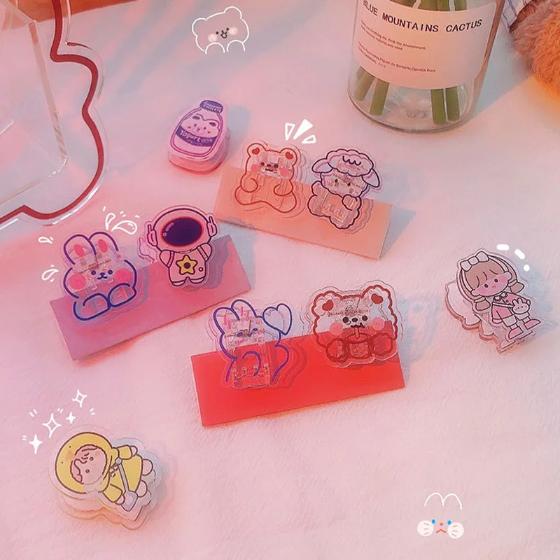 

Kawaii Folder 5pcs Clips Acrylic Cartoon Clip Students Decoration Clip Cute Photo Clip Multifunctional Stationery Accessories