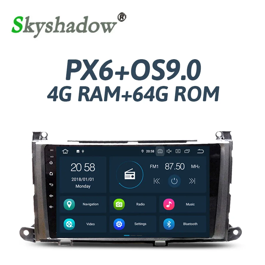 DSP PX6 ips Android 9 0 4G + 64G Автомобильный dvd плеер Wifi gps карта RDS радио камера Bluetooth 4 2 для
