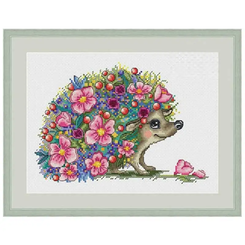 

Flowers hedgehog animals patterns counted 11CT 14CT 18CT DIY Cross Stitch Sets wholesale Cross-stitch Kits Embroidery Needlework