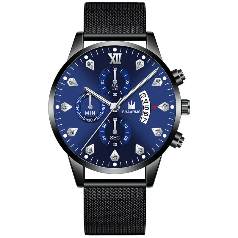 2019 мужские часы с бриллиантами деловые из нержавеющей стали аналоговые