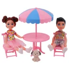 Новые аксессуары для кукол розовый стол с зонтиком складной стул для 11,5 дюймовых Барби и 16 см мини-кукла Келли наряд кукольный домик