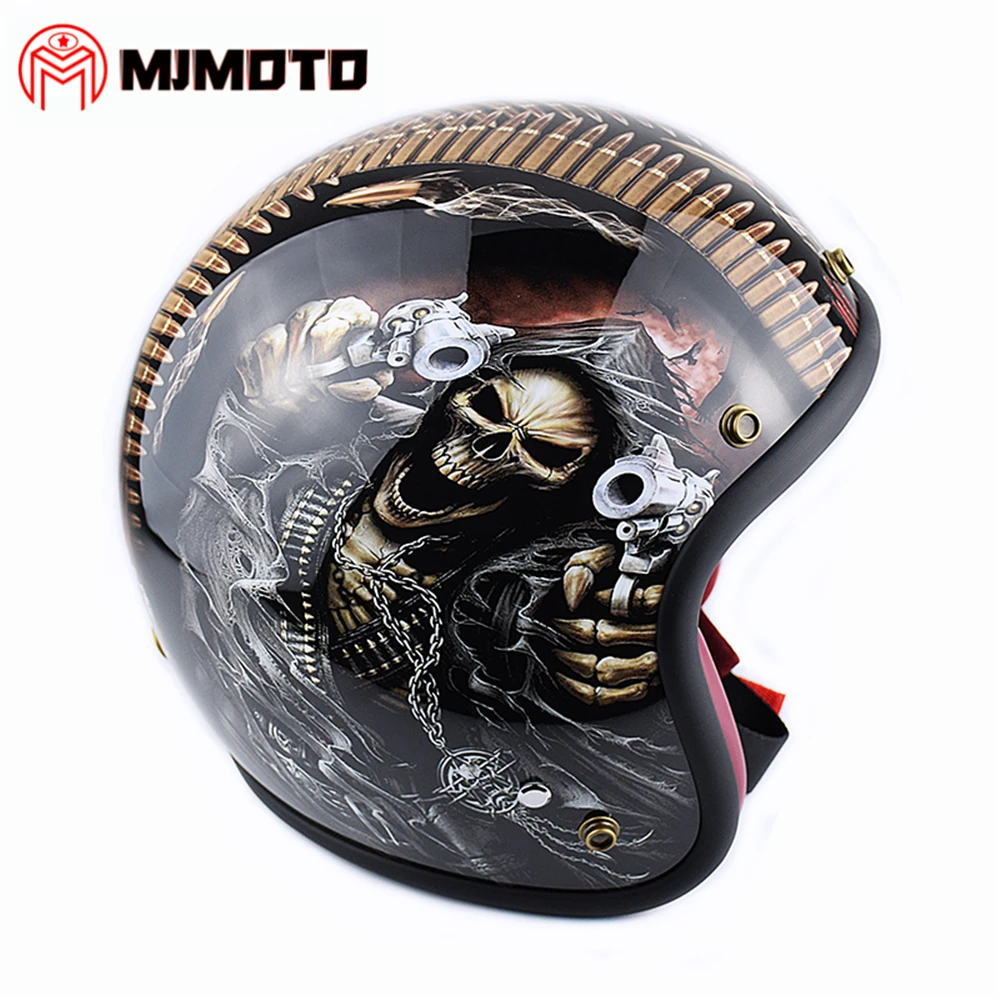 Винтажный мотоциклетный шлем MJMOTO 3/4 из стекловолокна для мотоциклистов