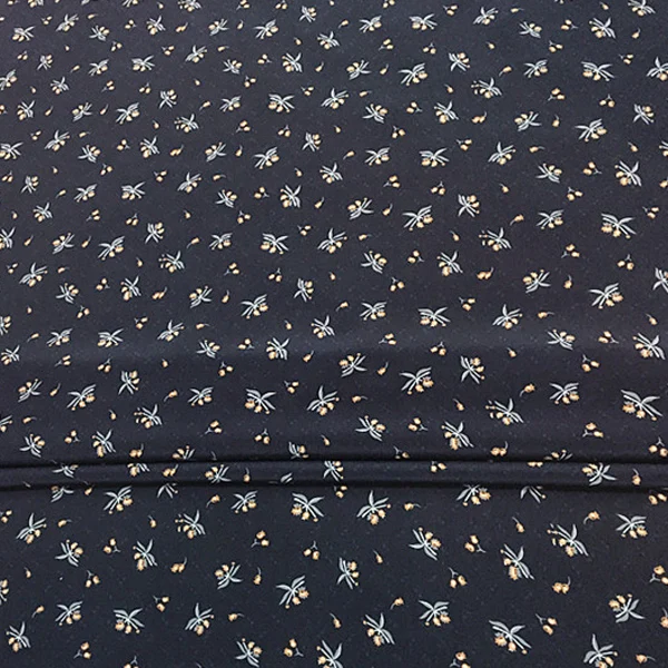

Mini floral print on deep blue bottom 100% pure silk crepe de chine fabric,SCDC1216