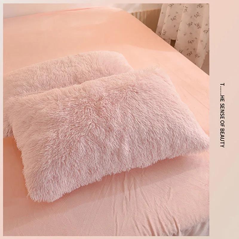 

Mink Velvet Bedding Set Plush Winter Bed Set Thick Duvet Cover Solid Color Bed Sheets And Pillowcase For Home Soft Bedclothes