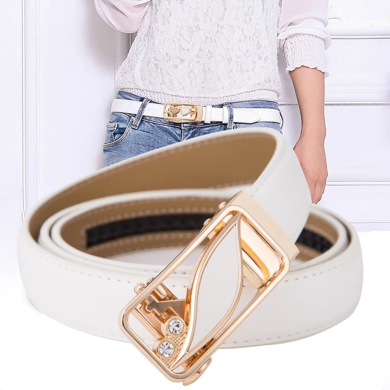 Женский ремень из натуральной кожи высокого качества с автоматической пряжкой