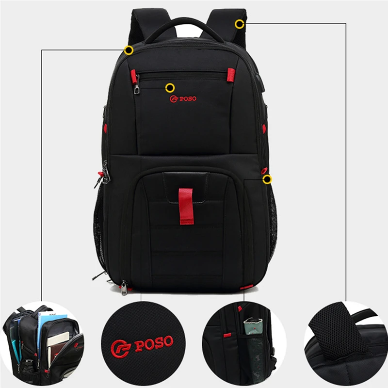 

Male Multifunctional Backpack Casual Waterproof USB Charge Port Schoolbag Hiking Travel Backpack Computer Bag