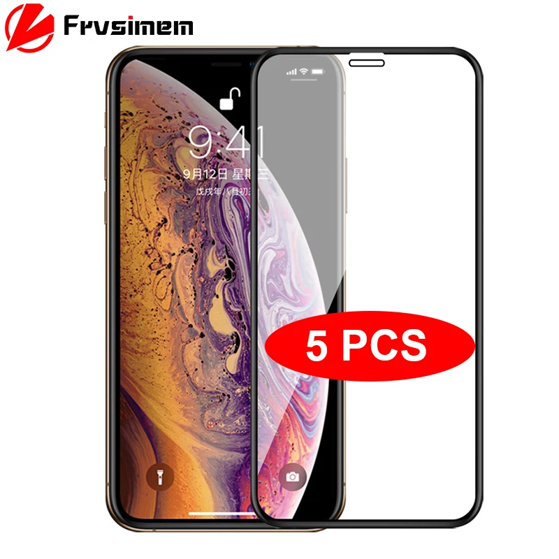 Закаленное стекло 5 шт./лот с полным покрытием для iPhone 12 Mini 11 Pro Max X XS XR 6 6s 7 8 Plus SE 2020