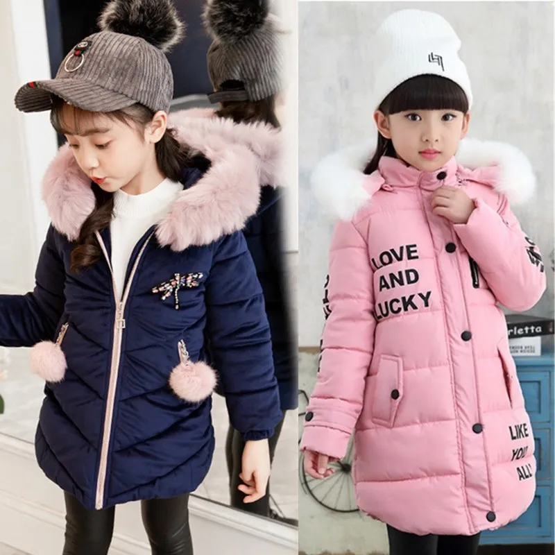 Зимнее меховое пальто для девочек модная плотная теплая куртка маленьких из
