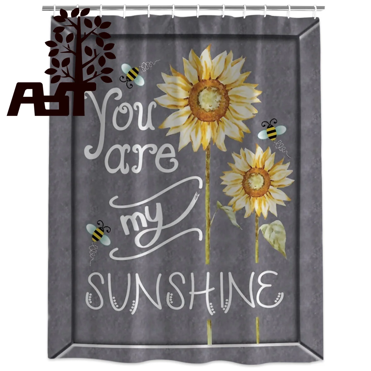 Занавеска для душа You Are My Sunshine Sunflower полиэфирная ткань с 12 крючками