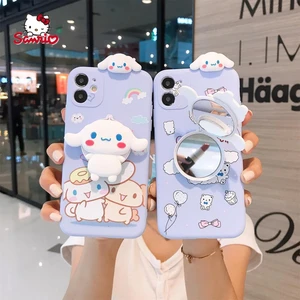 Sanrio Hello Kitty Makeup Mirror Cartoon Phone Case for iPhone13 13Pro 13Promax 12 12Pro Max 11 Pro X XS MAX XR 7 8 Plus Cover