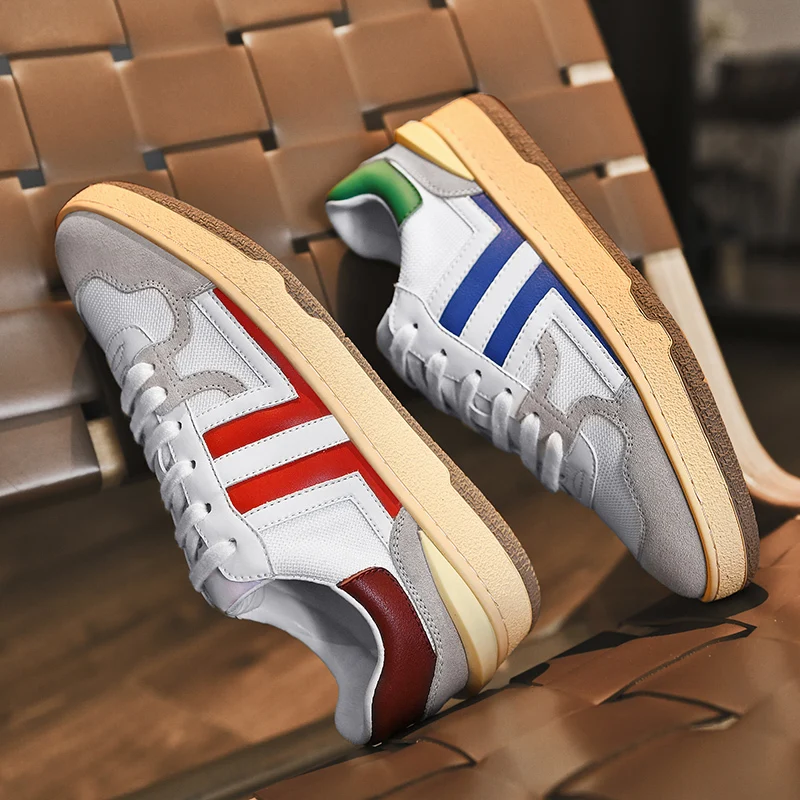 

Summer Shoes Couple Style Sneakers Japanese All-match Retro Suede Leather + Sheepskin Lining Round Toe Canvas Shoes 35-44