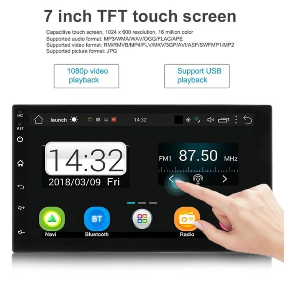 2+ 32G 2Din Android 9,1 Автомагнитола стерео " 1024*600 автомобильный MP5 плеер Bluetooth wifi gps-навигация Авторадио MirrorLink OBD2
