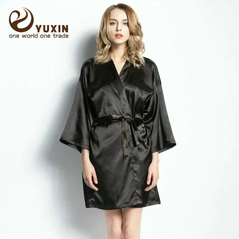Satin Silk Robe Bride Robe Women Wedding Robe Bride Bridesmaid Robes Dressing Bridal Robes Bathrobe Black