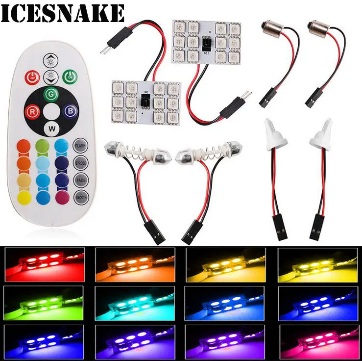 Icesnake 1 комплект T10 RGB W5W 5050 12SMD СВЕТОДИОДНЫЙ Красочный светильник салона автомобиля
