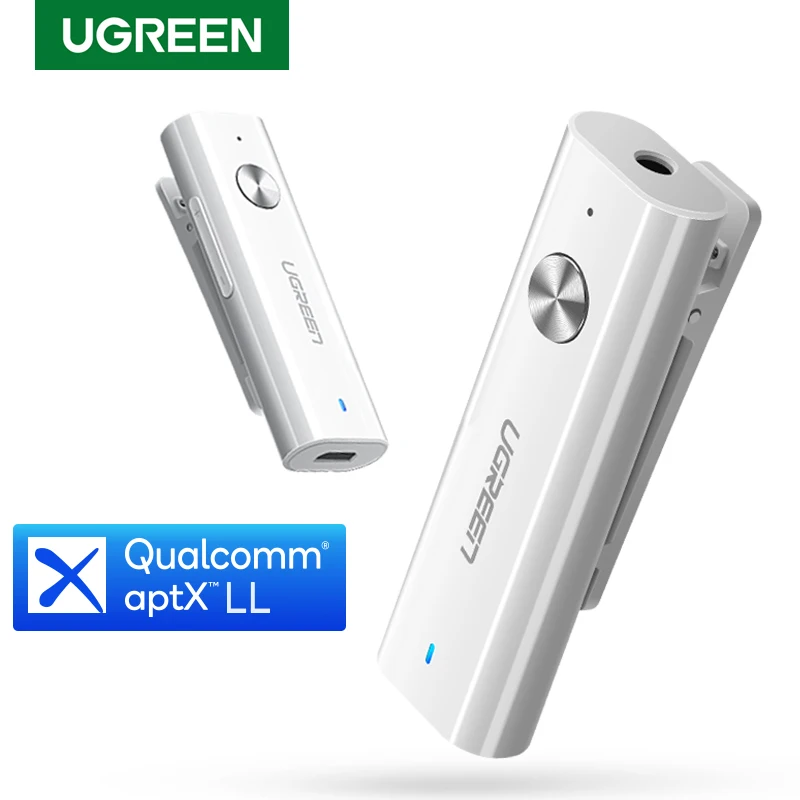 

UGREEN Bluetooth Receiver 5.0 HiFi Wireless Audio Adapter Support Microphone 3.5mm AUX Bluetooth aptX LL Adapter With Battery