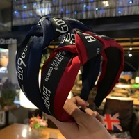 fashion patchwork letter headbands women summer simple wide knotted hairband korean girls hair accessories