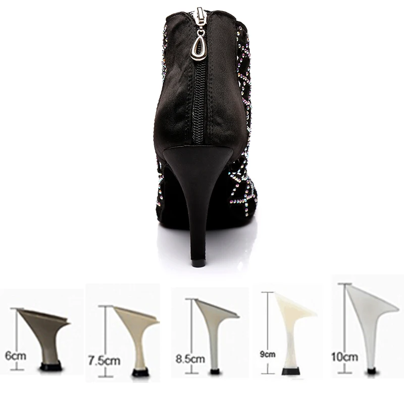 DKZSYIM Ballroom Latin Dance Shoes Women Flamenco Tango Pole Salsa Dancing Ladies Girls Rhinestone Black Boots Wholesale | Спорт и