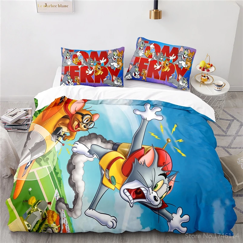 Комплект постельного белья для мальчиков с мультяшным рисунком том Джерри котом