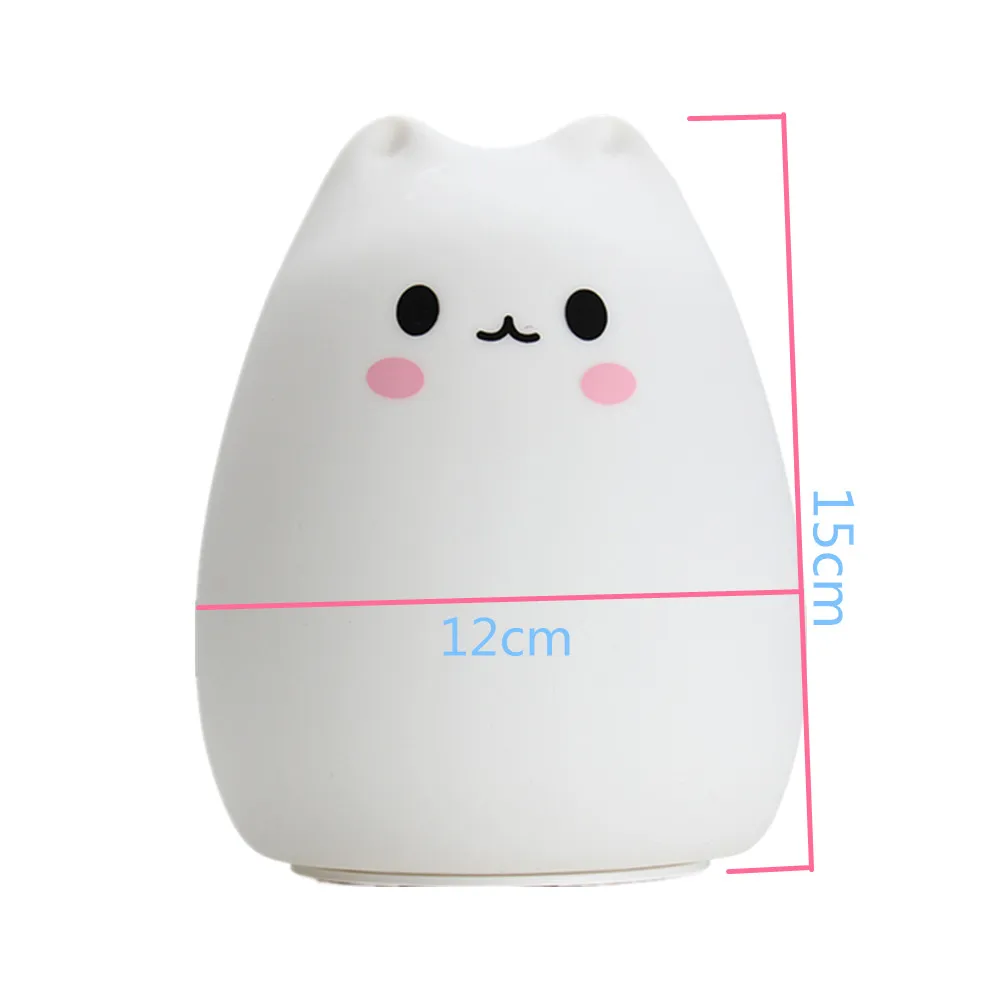 

Silicone Touch Sensor LED Night Light for Children Baby Kids 7 Colors 2 modes Cat Remote Control Rechargeable USB LED Night Lamp