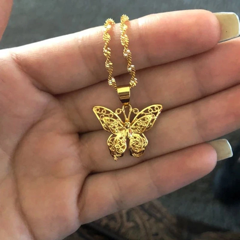 Изящные массивные ожерелья бабочки подвески для женщин ажурные Чокеры в виде
