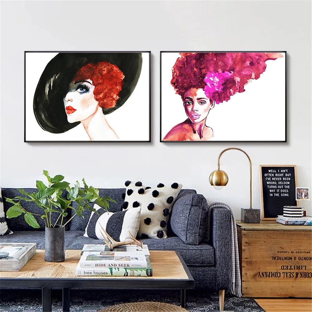 

Fashion Women Wall Art Poster Cap Dangle Earrings Flower Chic Girls Canvas Painting Bohemia Art Print Modern Pictures Home Decor